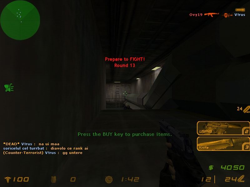 Counter-Strike (Windows) screenshot: Round start - Internet play.
