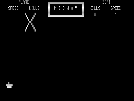 Midway (TRS-80) screenshot: Plane Hit