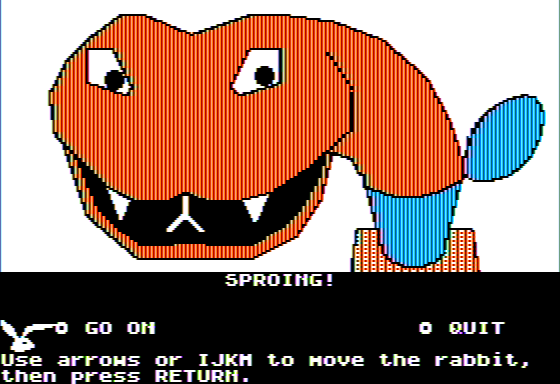 Microzine Jr. #3 (Apple II) screenshot: The Great Frankfurter - Sproing!