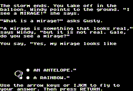 Microzine Jr. #3 (Apple II) screenshot: Storybook Maker II - I See a Mirage