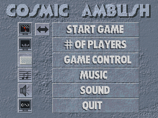 Cosmic Ambush (DOS) screenshot: Main menu.