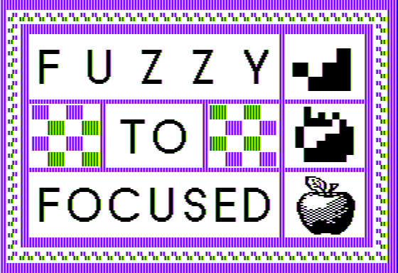 Microzine Jr. #3 (Apple II) screenshot: Fuzzy to Focused - Title Screen
