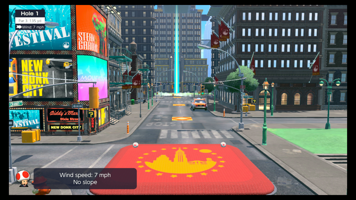 Mario Golf: Super Rush (Nintendo Switch) screenshot: New Donk City, Hole 1