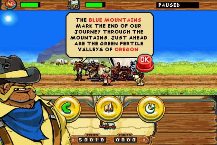 The Oregon Trail (Android) screenshot: Crossing the Blue Mountains