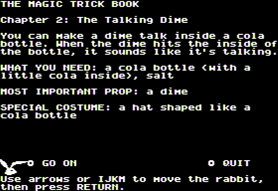 Microzine Jr. #3 (Apple II) screenshot: The Great Frankfurter - The Talking Dime