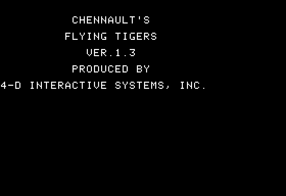 Chennault's Flying Tigers (Apple II) screenshot: Title Screen