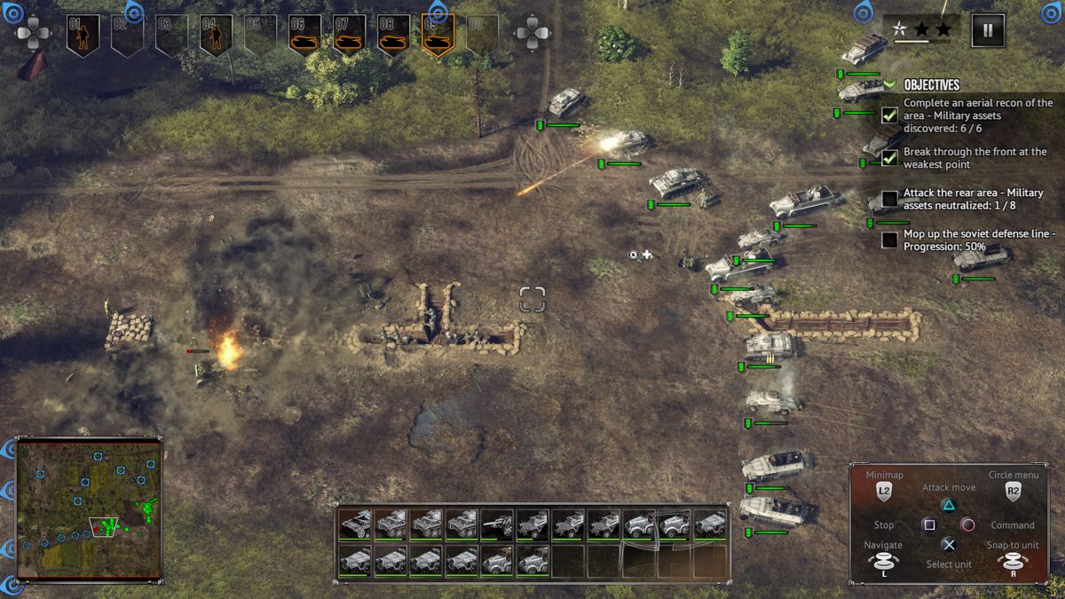 Sudden Strike 4 (PlayStation 4) screenshot: Storming enemy trenches during operation Barbarossa