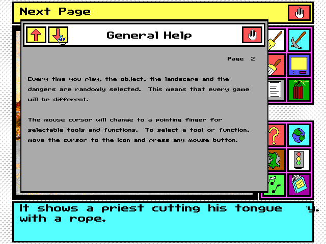 Digging for Buried Treasure (DOS) screenshot: The final help screen