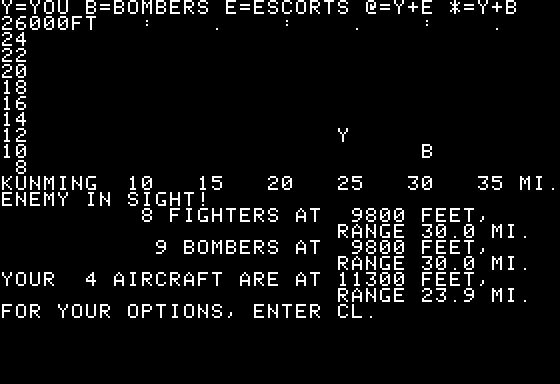 Chennault's Flying Tigers (Apple II) screenshot: Plane Locations