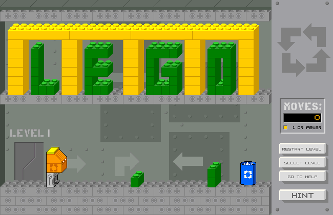 Junkbot (Browser) screenshot: The first level.