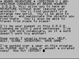 Scott Adams' Graphic Adventure #3: Secret Mission (ZX Spectrum) screenshot: Game title