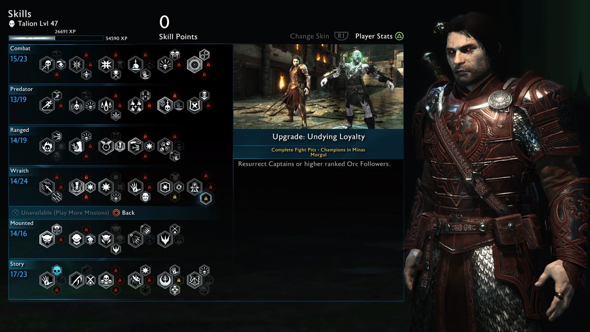 Middle-earth: Shadow of War (PlayStation 4) screenshot: Skill tree