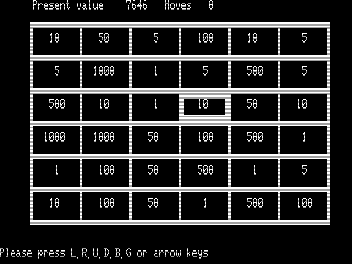 Dr. Casey's Ten Grand (TRS-80) screenshot: Starting the Puzzle