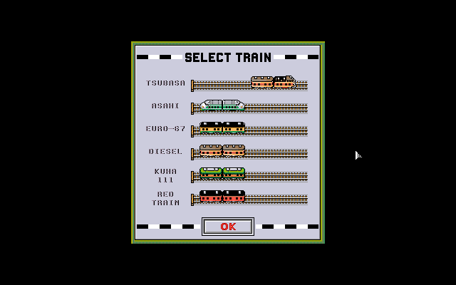 Chitty Chitty Train (PC-98) screenshot: Train selection