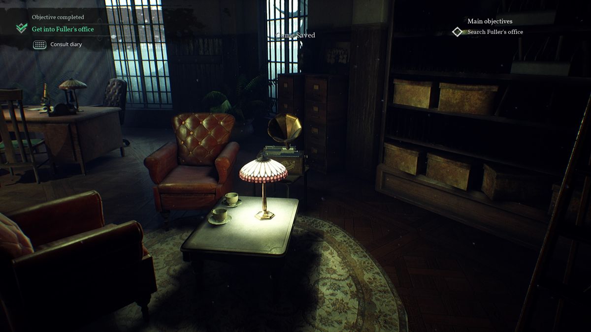Call of Cthulhu (PlayStation 4) screenshot: Searching Fuller's office