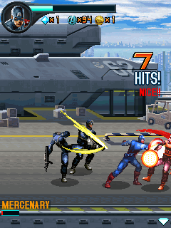 The Avengers: The Mobile Game (J2ME) screenshot: Playing as Captain America now