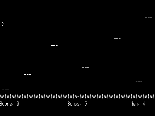 Springer (TRS-80) screenshot: Bouncing Through Level 1