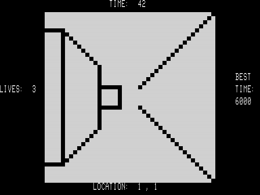 Maze Race (TRS-80) screenshot: Racing the Maze
