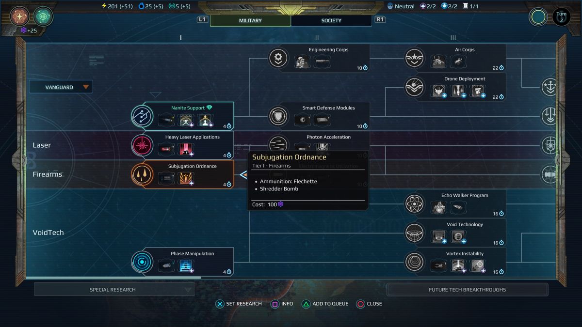 Age of Wonders: Planetfall (PlayStation 4) screenshot: Research trees