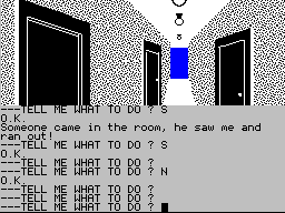Scott Adams' Graphic Adventure #3: Secret Mission (ZX Spectrum) screenshot: Exploring a hallway