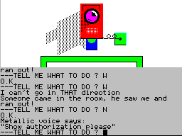 Scott Adams' Graphic Adventure #3: Secret Mission (ZX Spectrum) screenshot: Wall mounted access scanner