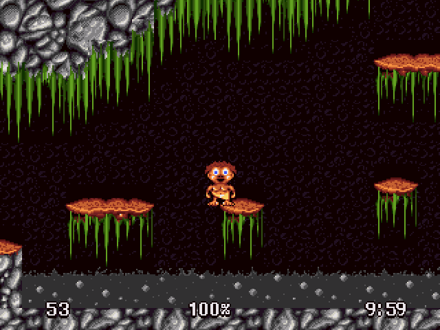 Ruffian (Amiga) screenshot: Standing above a pit of boiling tar