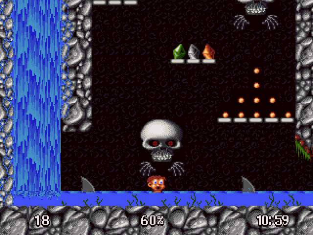 Ruffian (Amiga) screenshot: Surrounded by sharks