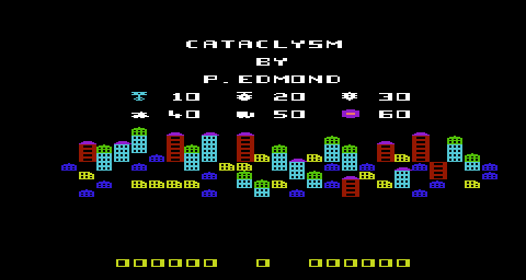 Cataclysm (VIC-20) screenshot: Title screen.