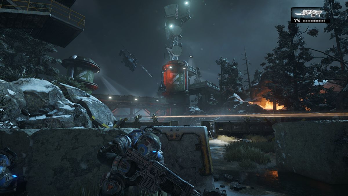 Gears of War 4 (Xbox One) screenshot: Gears of War 4 is still a typical cover-based shooter