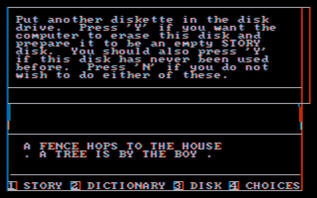 Story Machine (DOS) screenshot: Story disk needed - composite mode