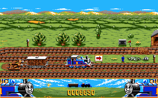 Thomas the Tank Engine & Friends (DOS) screenshot: Trying to put the vehicle on your train