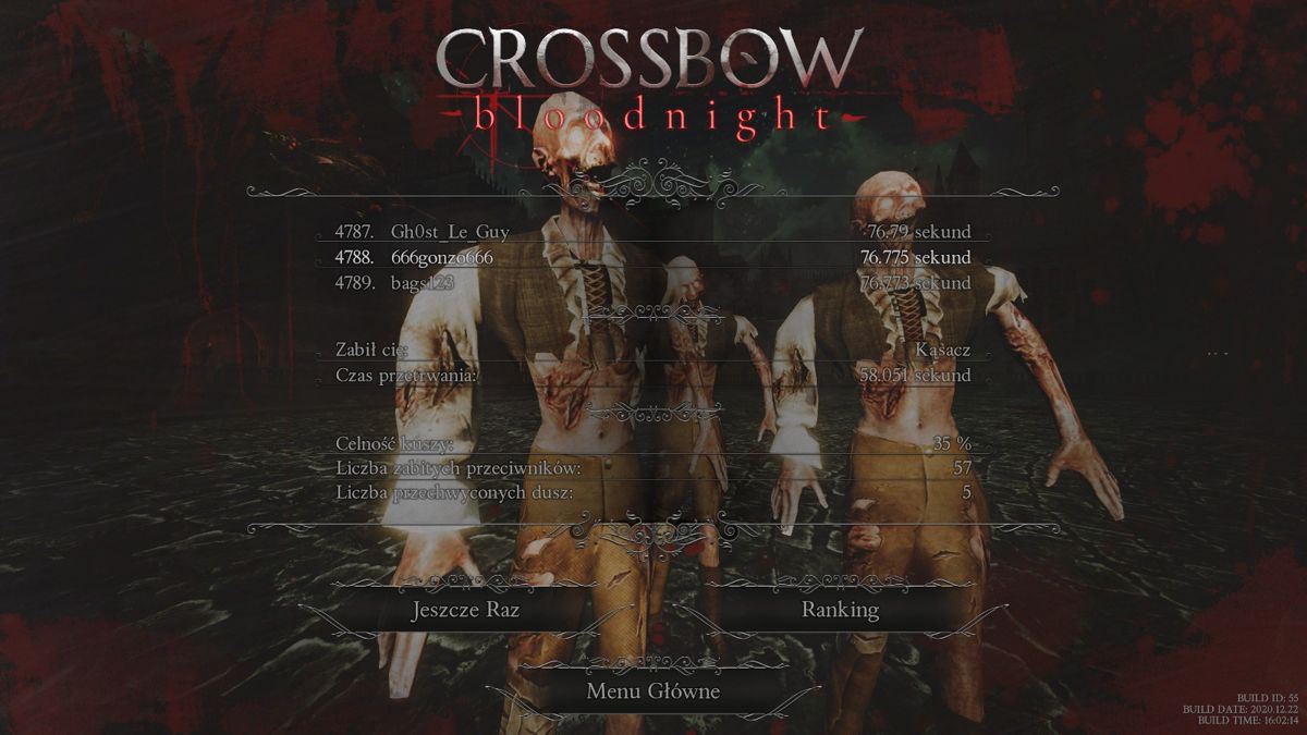 Crossbow: Bloodnight (Windows) screenshot: Game over