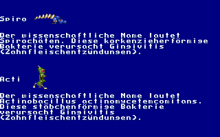 ARO und ELMI im Kampf gegen die Bakterien Bande (DOS) screenshot: Game instructions: the various bacteria types.
