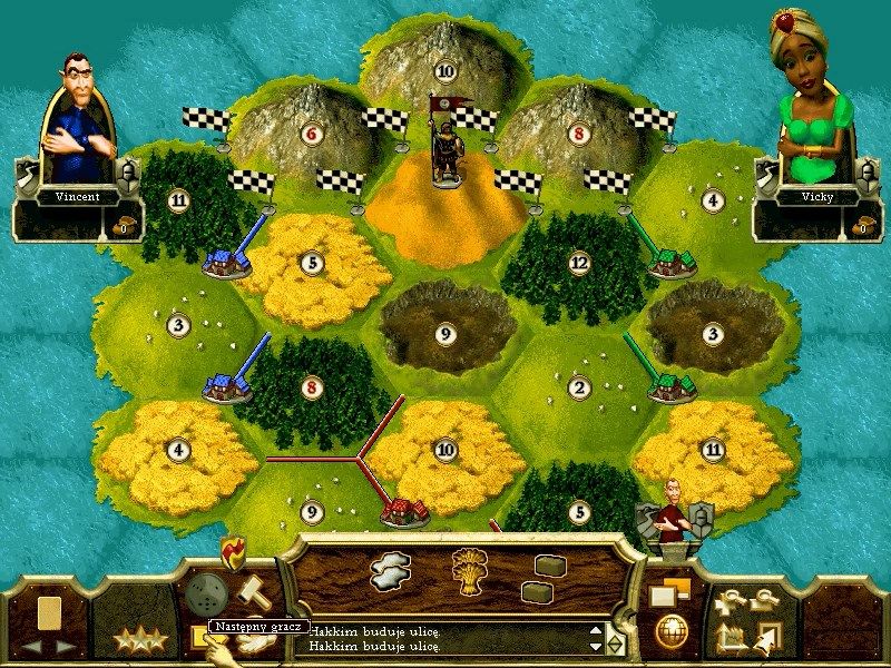 Catan: Die Erste Insel (Windows) screenshot: Click on this arrow to finish your turn