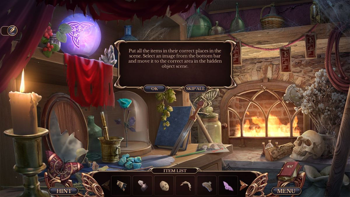 Grim Tales: Trace in Time (Collector's Edition) (Windows) screenshot: This is a sort of hidden-object-in-reverse puzzle. <br><br>Big Fish Games demo version