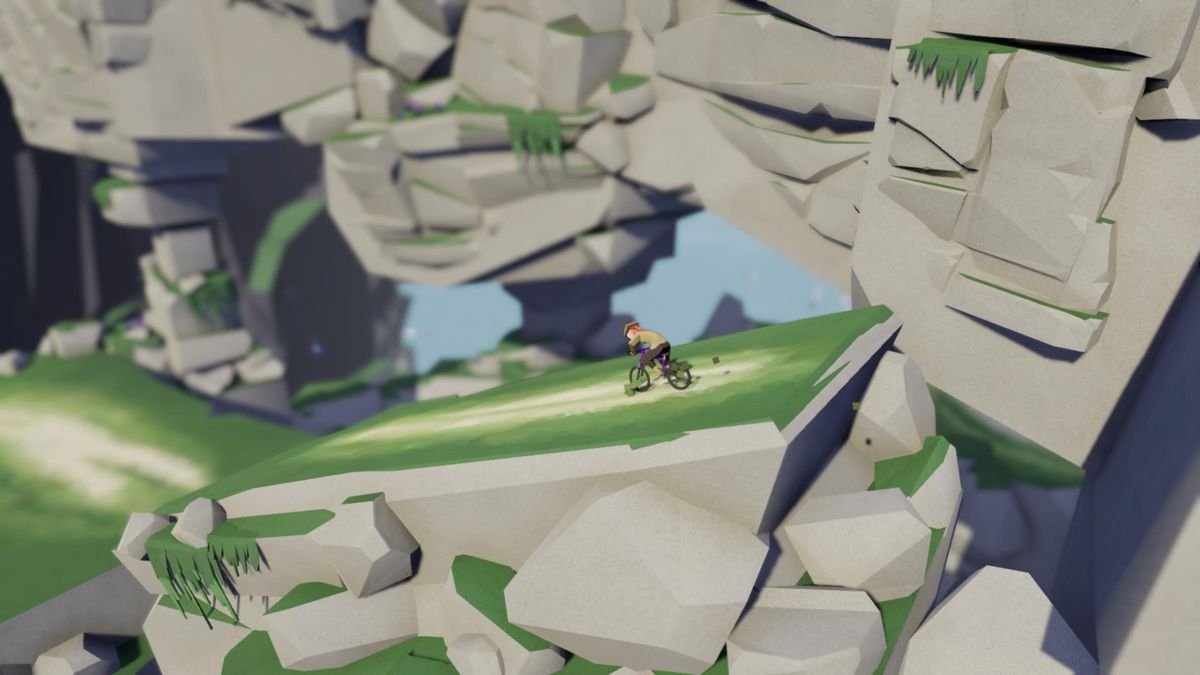 Lonely Mountains: Downhill - Eldfjall Island (PlayStation 4) screenshot: Separated blocks of stone