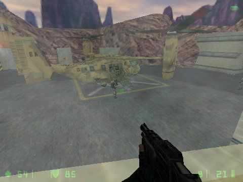 Half-Life: Opposing Force (Windows) screenshot: You have to evacuate, but you'll never get to this plane in time.