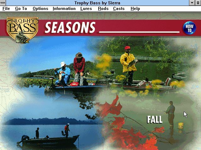 Trophy Bass (Windows 3.x) screenshot: Selecting a Season