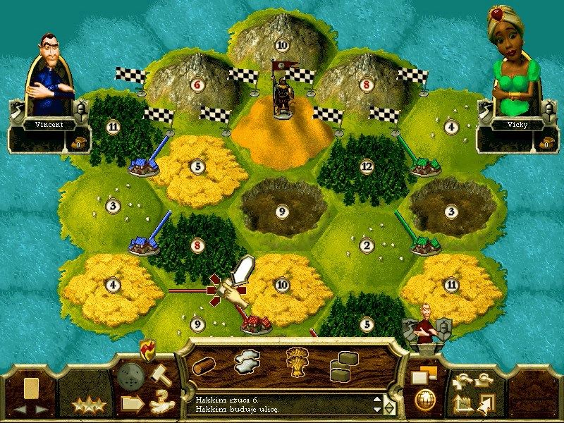 Catan: Die Erste Insel (Windows) screenshot: It can be build by clicking on "white arrow" that shows up in certain situations