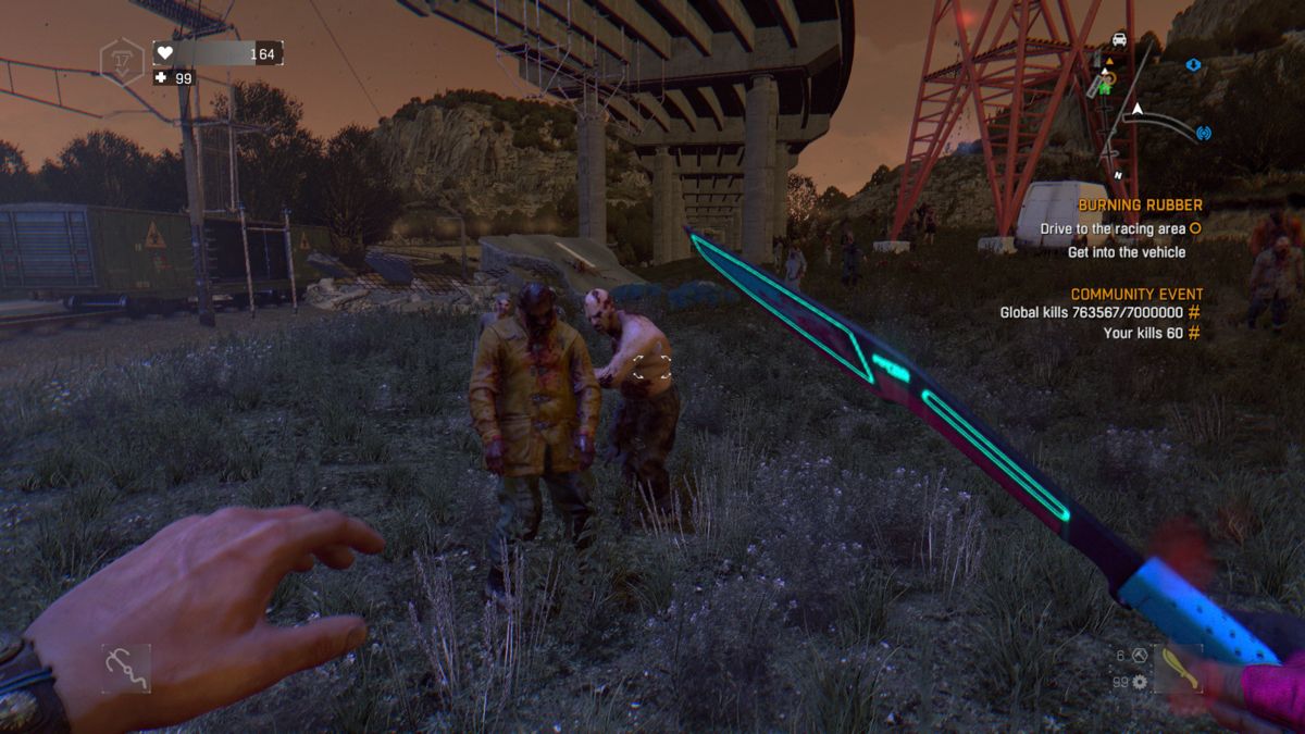 Dying Light: Enhanced Edition - Retrowave (Windows) screenshot: Blademaxx Machete, beat those mean zombies with style.