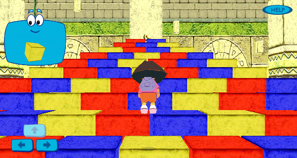 Dora's 3-D Pyramid Adventure (Windows) screenshot: Jumping up the staircase to get the key.