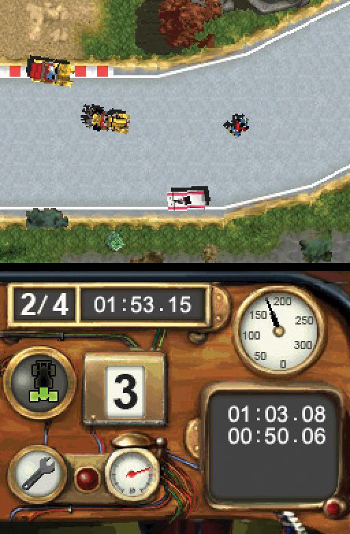 Flåklypa Grand Prix (Nintendo DS) screenshot: The Flåklypa Grand Prix: Play the race when finished your car! When you have found all parts and cleared all stages your car is ready for the big race! Good luck!