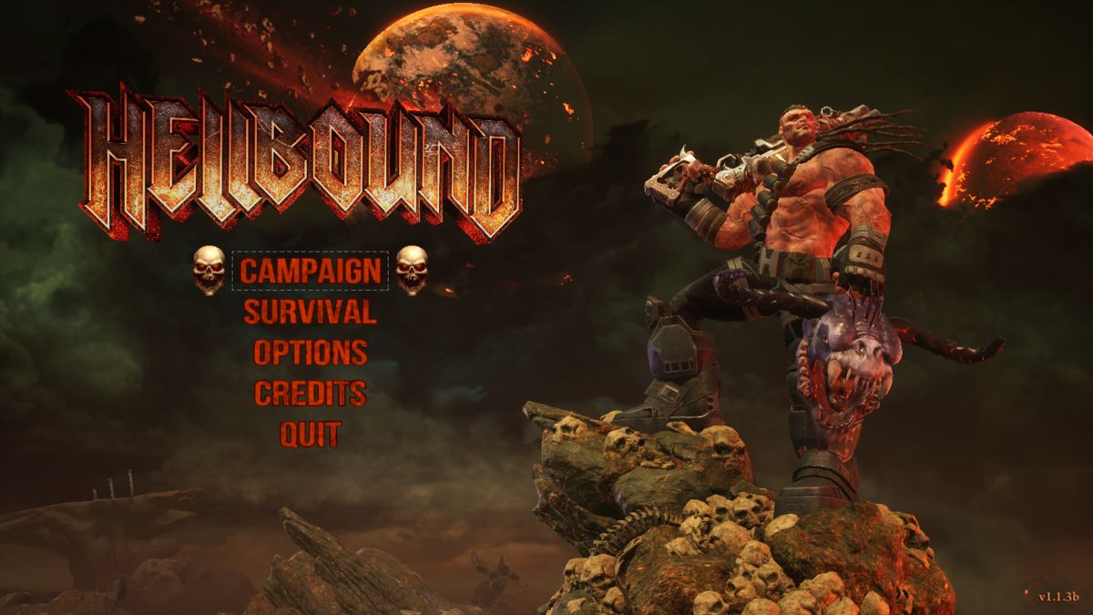 Hellbound (Windows) screenshot: Main menu (Featuring the Hero).