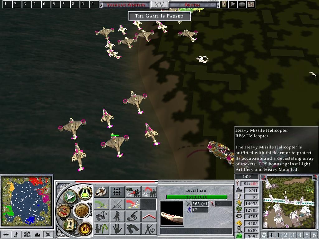 Empire Earth II (Windows) screenshot: This is a Heavy Missile Helicopter (as shown). They are my enemies and a little to close for comfort!