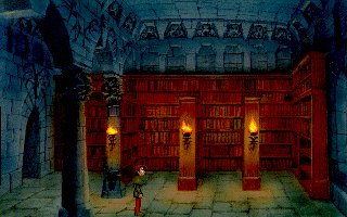 Curse of Enchantia (DOS) screenshot: Now this library is the right place to read a good book
