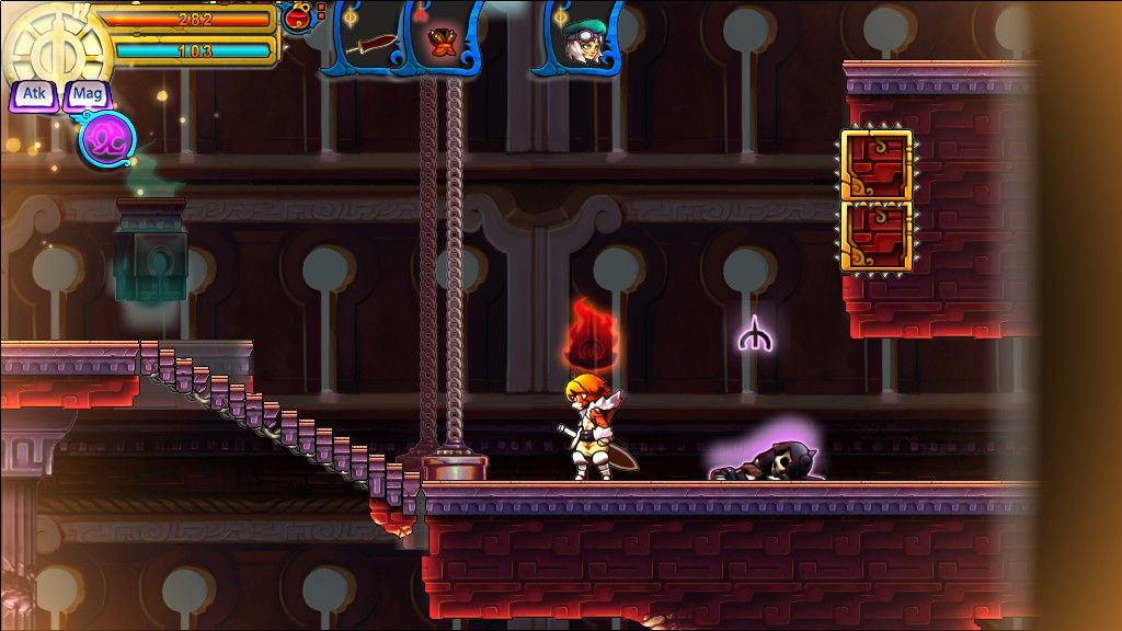 Valdis Story: Abyssal City (Windows) screenshot: Those skeletons can't be permanently killed unless the Summoner is destroyed