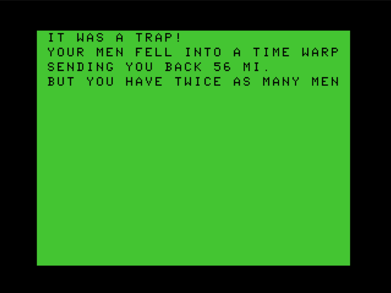Welcome to the Jungle (TRS-80 CoCo) screenshot: I Dig up a Trap