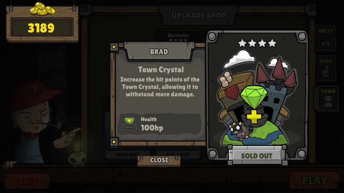 Bardbarian (Windows) screenshot: Upgrade for town crystal