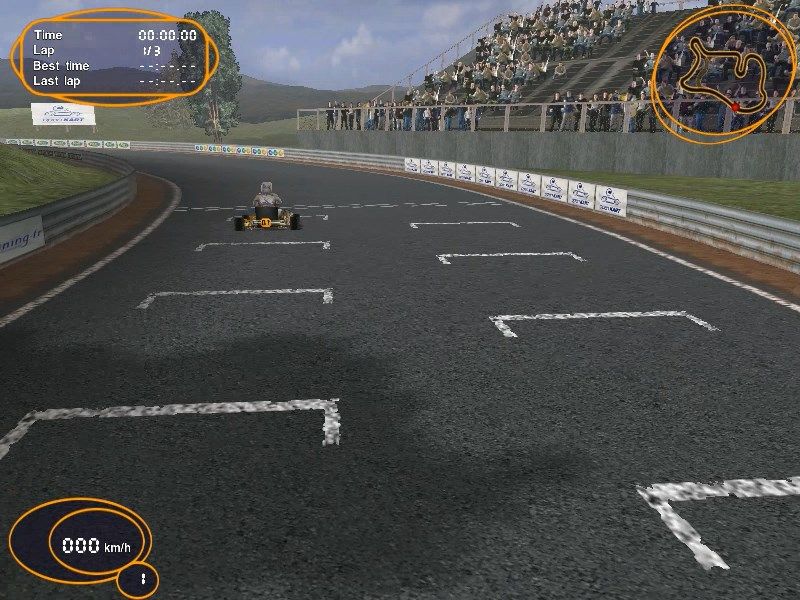 Open Kart (Windows) screenshot: As set on previous screen, starting alone in this race