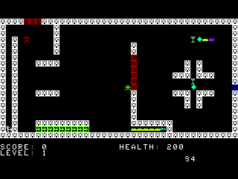 The Dungeon Depths (TRS-80 CoCo) screenshot: The First Level